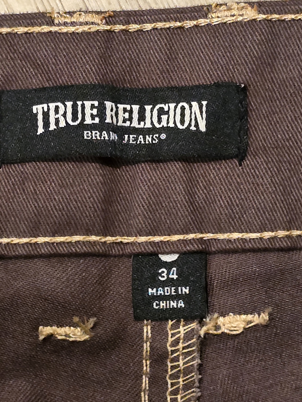 True Religion Cargo Shorts 34 Bracken Brown White Contrast Stitch Y2K Streetwear - Picture 3 of 9